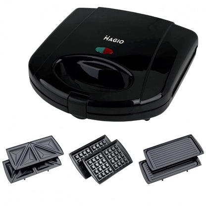Мультимейкер (бутербродница-вафельница-гриль) Magio MG-363, Бутербродница 4в1, Сендвичница, Мультимейкер