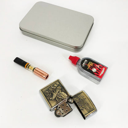 Зажигалка бензиновая в подарочной коробке N12, подарочные прикольные зажигалки, подарок зажигалка парню
