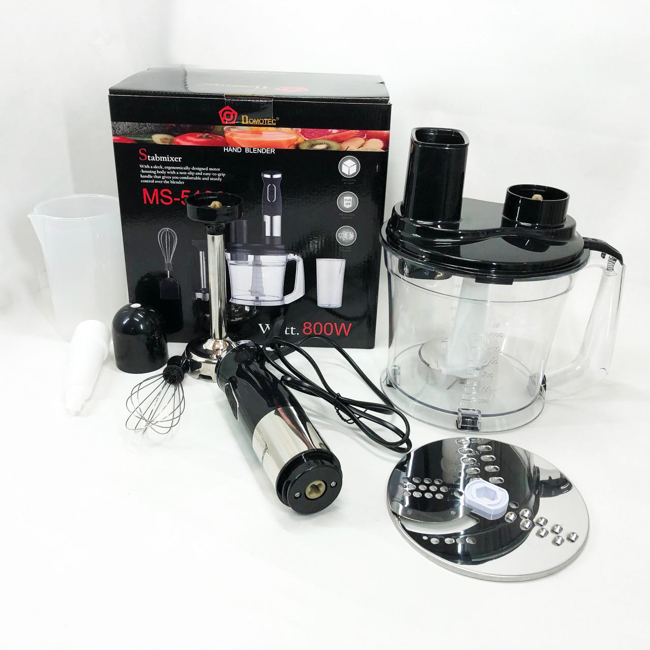Блендер погружной многофункциональный 5-в-1 Domotec MS-5106 800 W, Портативный блендер измельчитель