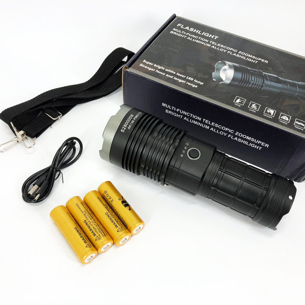 Ручной фонарь Police AK138 WHITE LASER LED PM60-TG с зарядкой USB, работающий от 4х18650 аккумуляторов