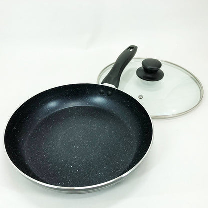 Сковорода с крышкой 24 см темный мрамор UNIQUE UN-5164 | Антипригарная сковорода | Мраморная сковорода