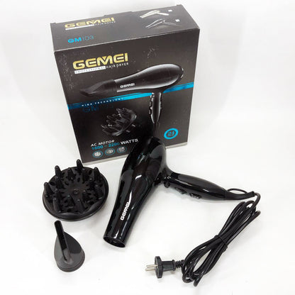Професійний фен Gemei GM-103 2200Вт для сушіння укладання волосся режими швидкості, температури, сенсор