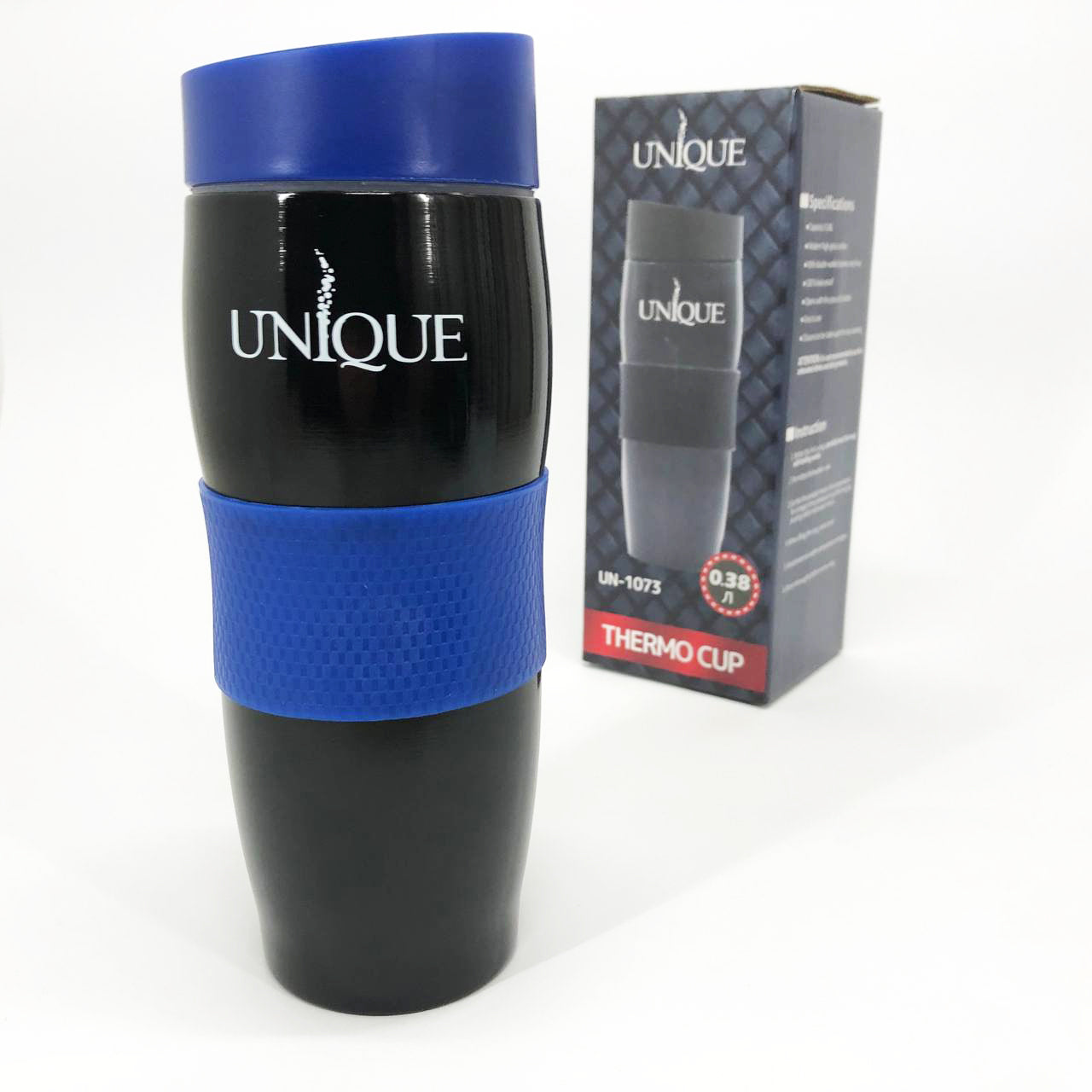 Термокружка UNIQUE UN-1073 0.38 л, Термос из нержавейки металлический. Цвет: синий