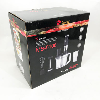 Блендер погружной многофункциональный 5-в-1 Domotec MS-5106 800 W, Портативный блендер измельчитель