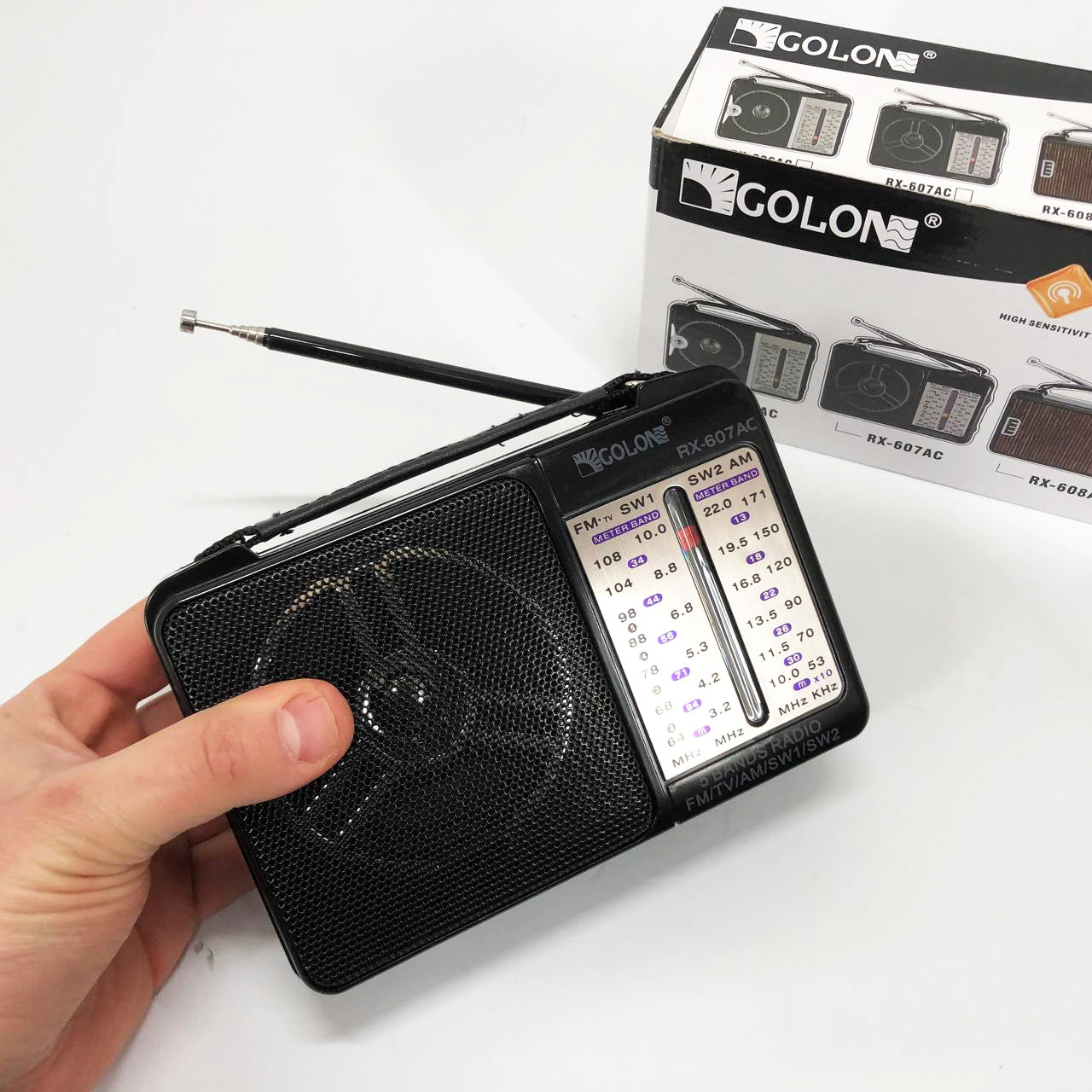 Портативный Радиоприёмник всеволновой GOLON RX-607 AC, Переносной приемник fm am, FM-приемники