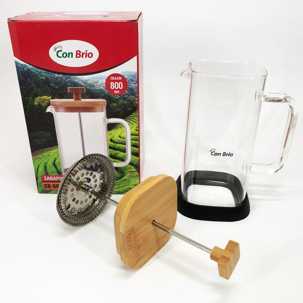 Френч-пресс Con Brio CB-6680W 800 мл, Френч-пресс с ручкой, Френч-пресс для кофе, Френч-пресс для чая