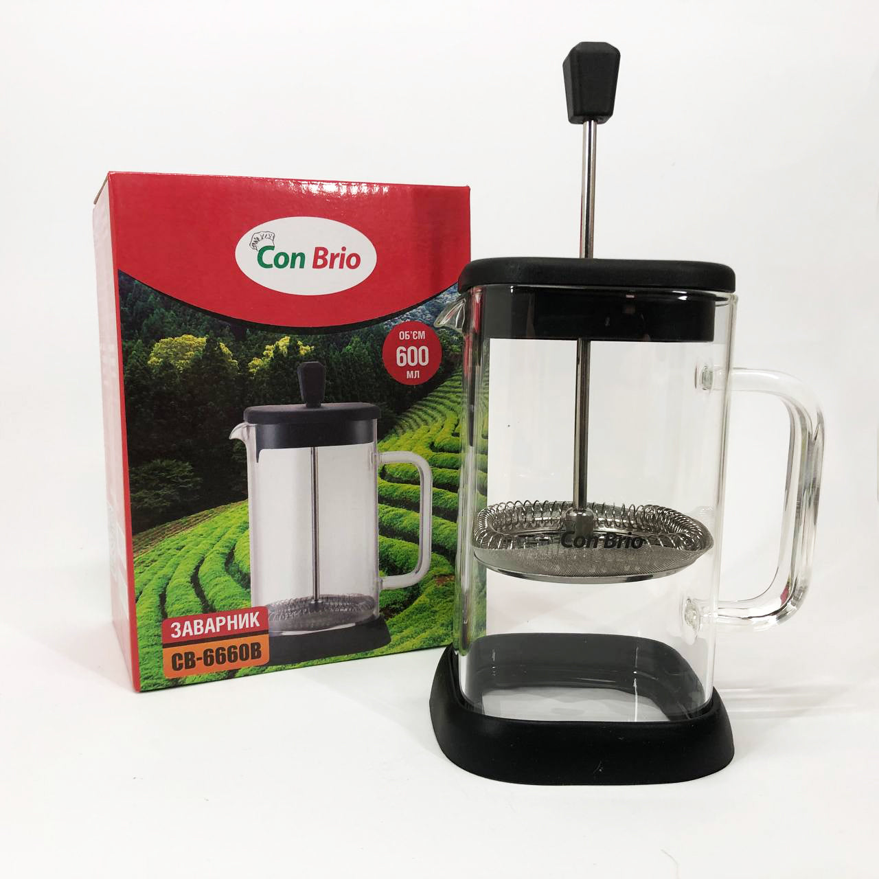 Френч-пресс Con Brio 600 мл CB-6660B, Френч-пресс для крепкого кофе, Многоразовый френч-пресс