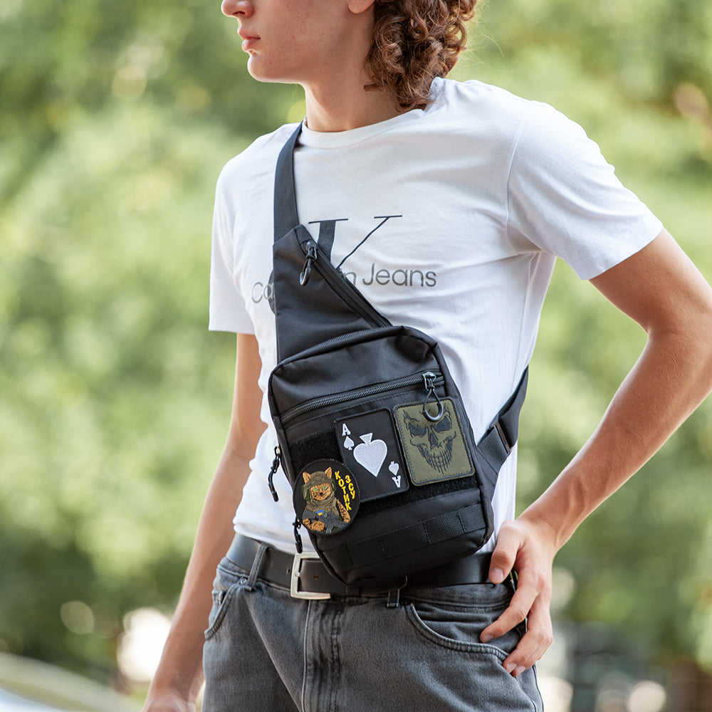 Тактична сумка на плече із кобурою, система MOLLE, патч-панель, Cordura