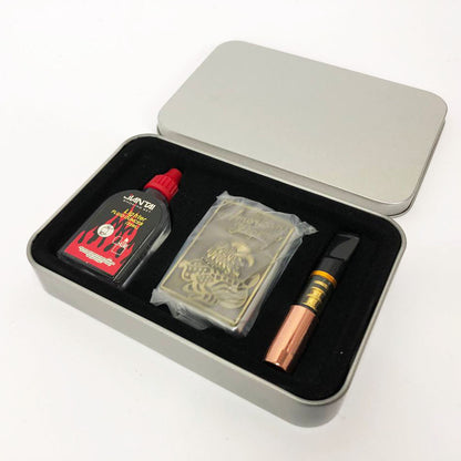 Зажигалка бензиновая в подарочной коробке N3, сувенир зажигалка, зажигалки подарки для мужчин