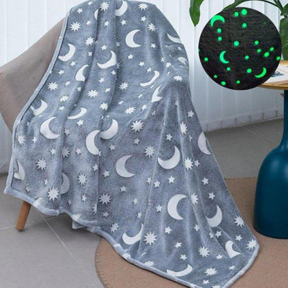 Светящийся в темноте плед плюшевое покрывало Blanket kids Magic Star 150х100 см флисовое одеяло. Цвет: серый