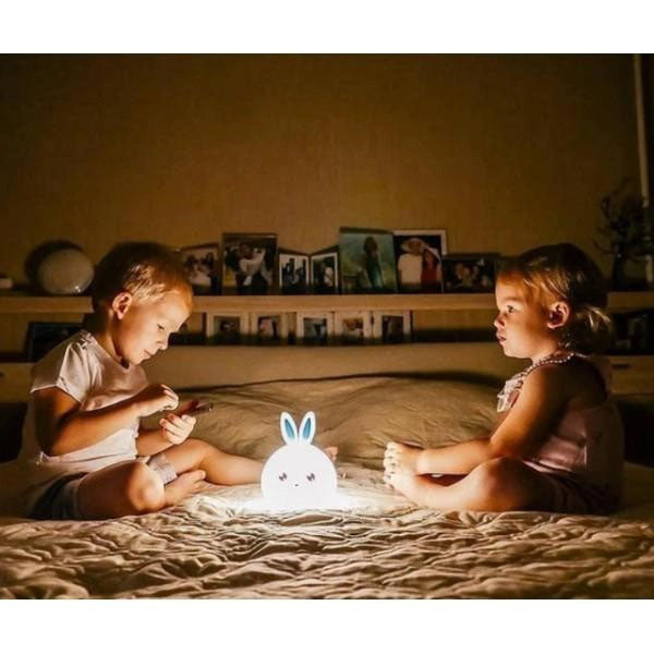 Силиконовый Ночник светильник ЗАЙЧИК детский LED лампа 7 цветов с АККУМУЛЯТОРОМ