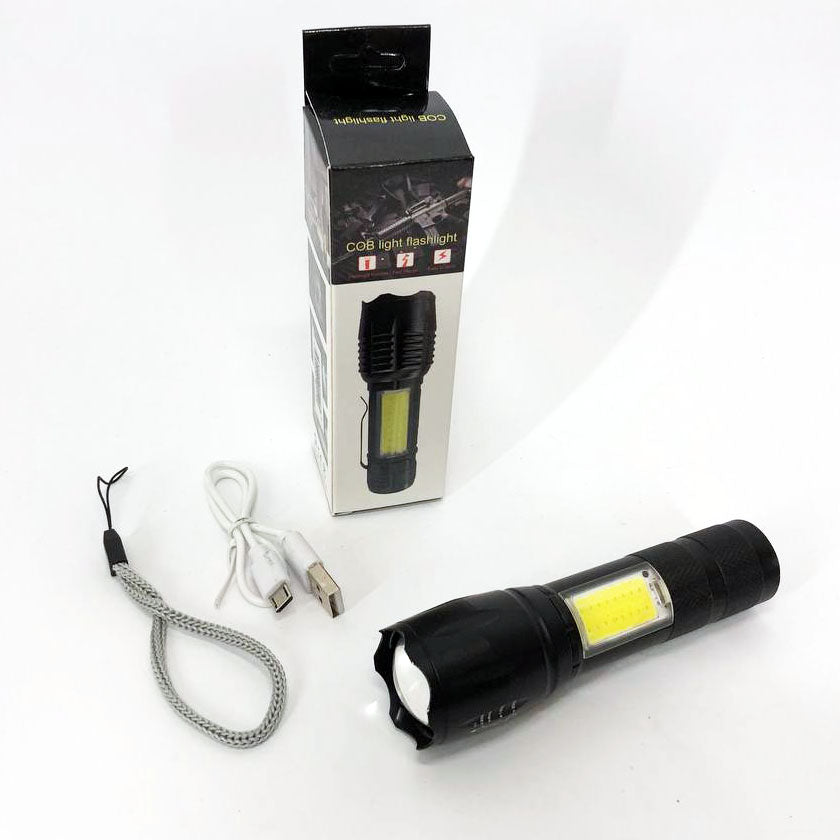 Фонарик аккумуляторный ручной Bailong BL-29 диод T6 + COB зарядка от USB, фонарик led, водонепроницаемый