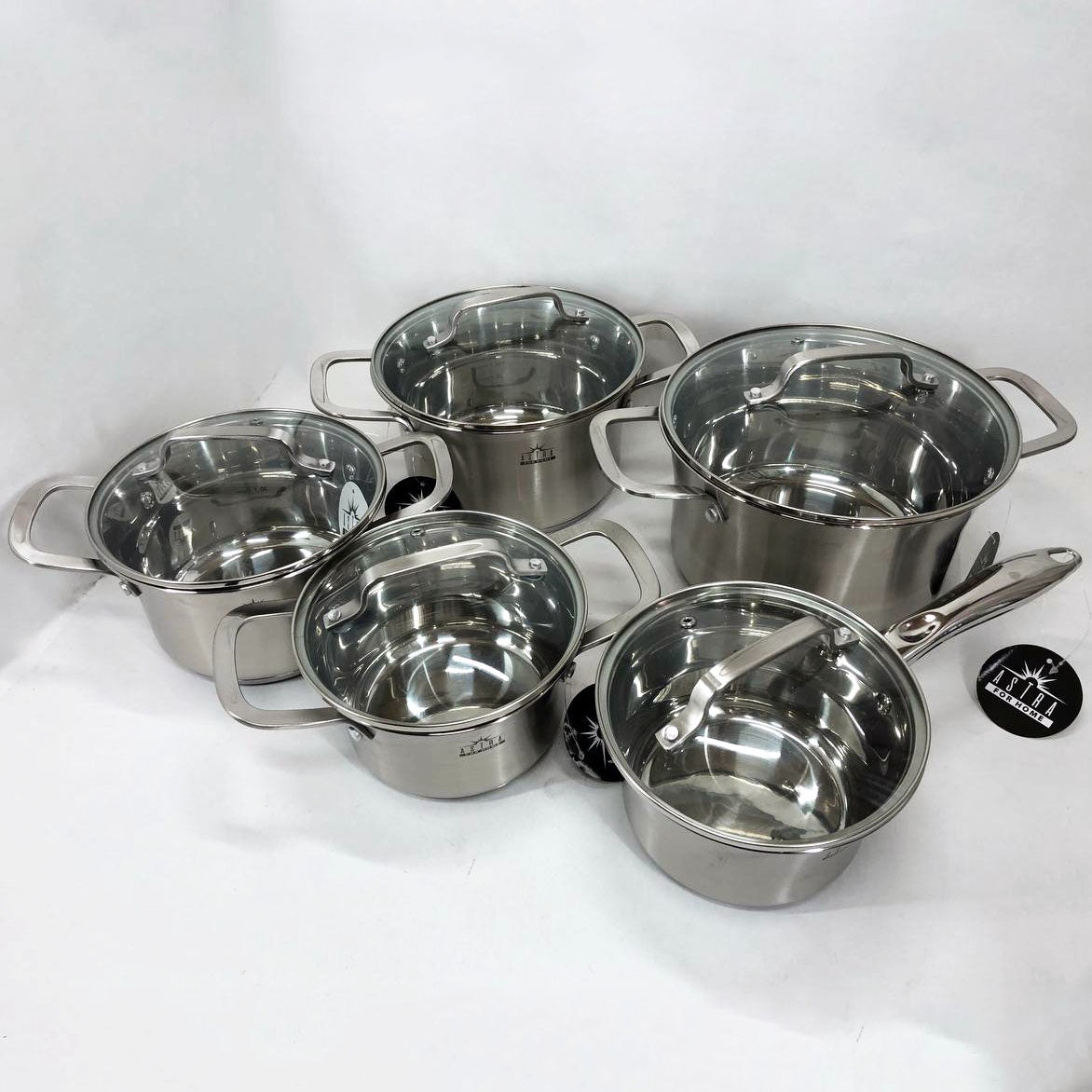 Набор посуды 10 предметов ASTRA A-2310, набор кастрюль для электроплиты, сборный набор кастрюль