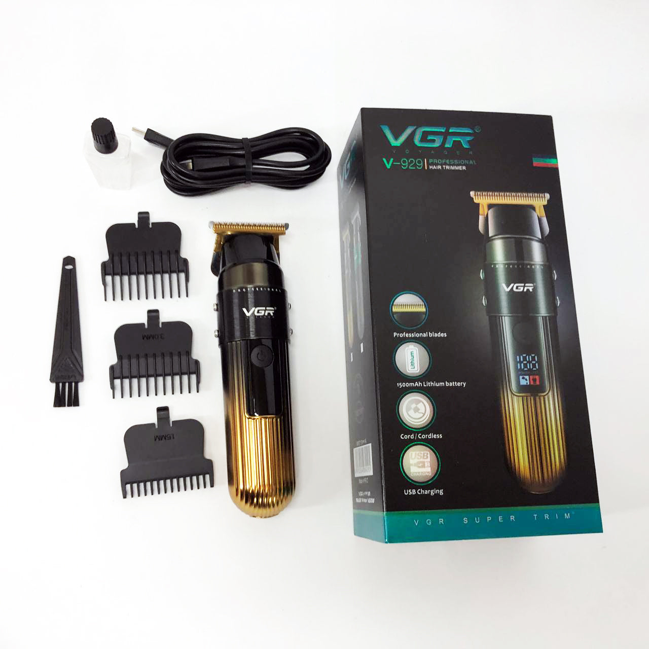 Машинка для стрижки волос VGR V-929 аккумуляторная, Машинка окантовочная профессиональная для бороды