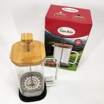 Френч-пресс Con Brio CB-6680W 800 мл, Френч-пресс с ручкой, Френч-пресс для кофе, Френч-пресс для чая