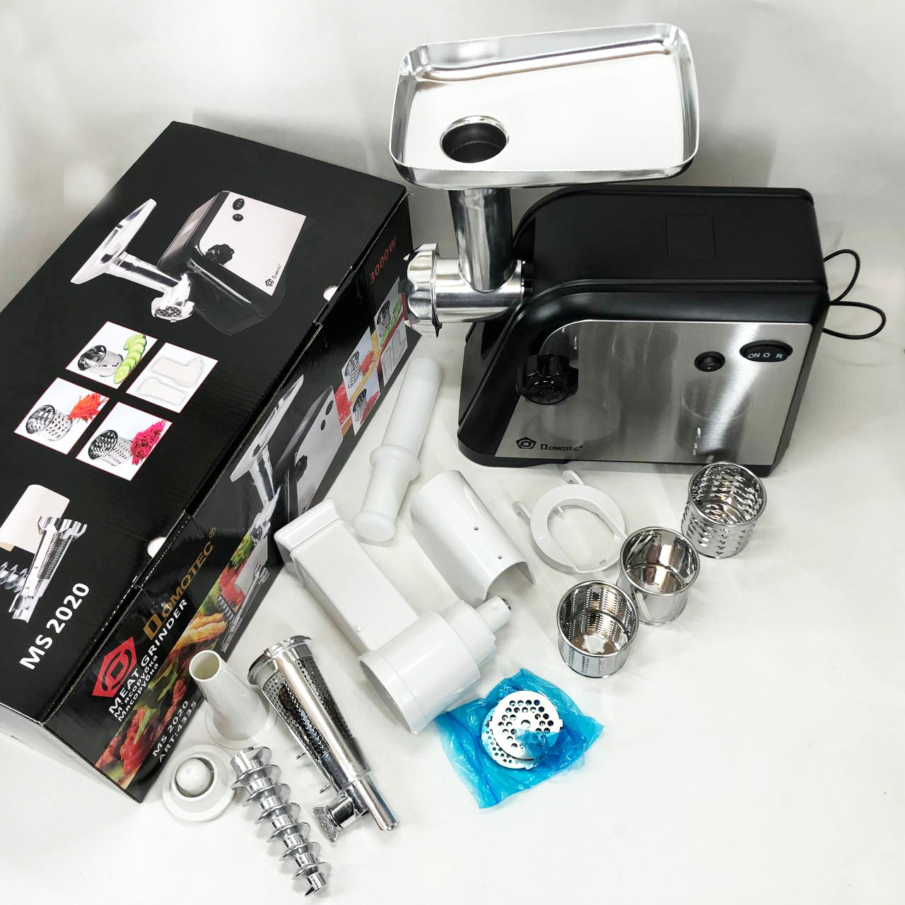 Электрическая мясорубка Domotec MS-2020 с насадкой для томатов и терками 2600 W