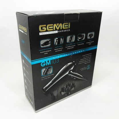 Професійний фен Gemei GM-103 2200Вт для сушіння укладання волосся режими швидкості, температури, сенсор