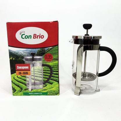 Заварник 350 мл стекло + нержавеющая сталь Con Brio CB-5535, Чайник для заваривания трав красивый