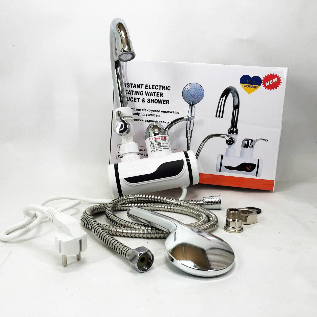 Электрический водонагреватель с душем DIGITAL Shower WF-013 мини бойлер, Проточный кран водонагреватель