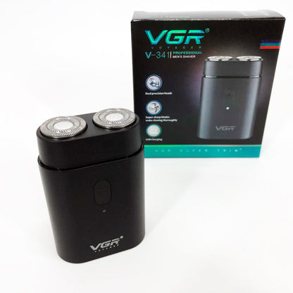 Мужская аккумуляторная мини электробритва VGR V-341 с двумя головками для бритья бороды и усов шейвер