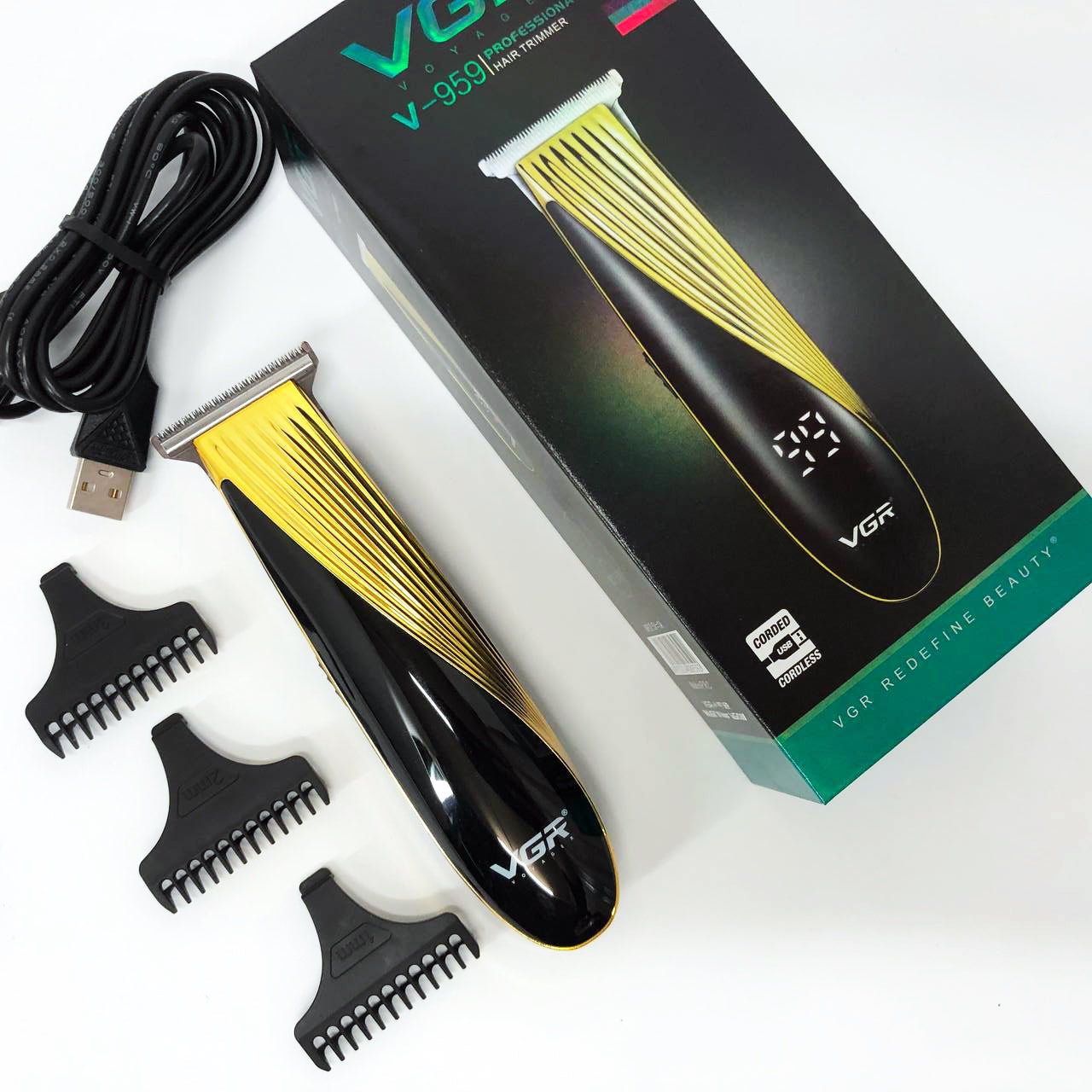 Машинка для стрижки аккумуляторная VGR V-959 триммер для волос и бороды