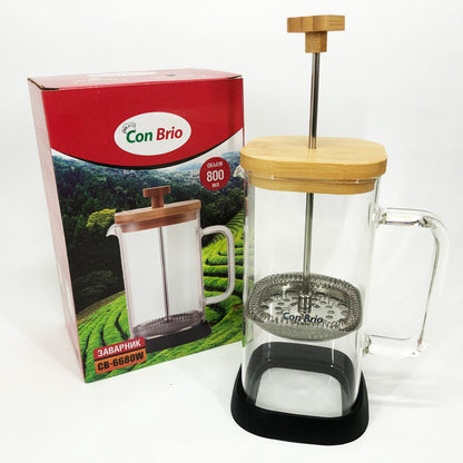 Френч-пресс Con Brio CB-6680W 800 мл, Френч-пресс с ручкой, Френч-пресс для кофе, Френч-пресс для чая