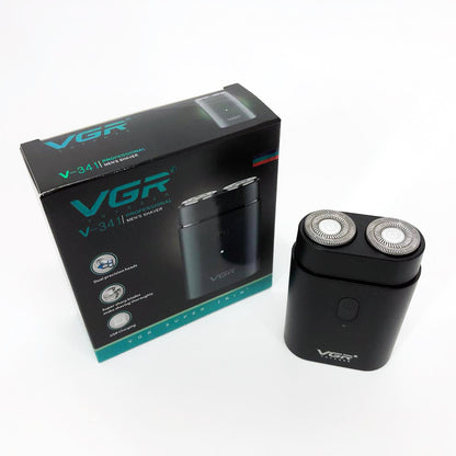 Мужская аккумуляторная мини электробритва VGR V-341 с двумя головками для бритья бороды и усов шейвер