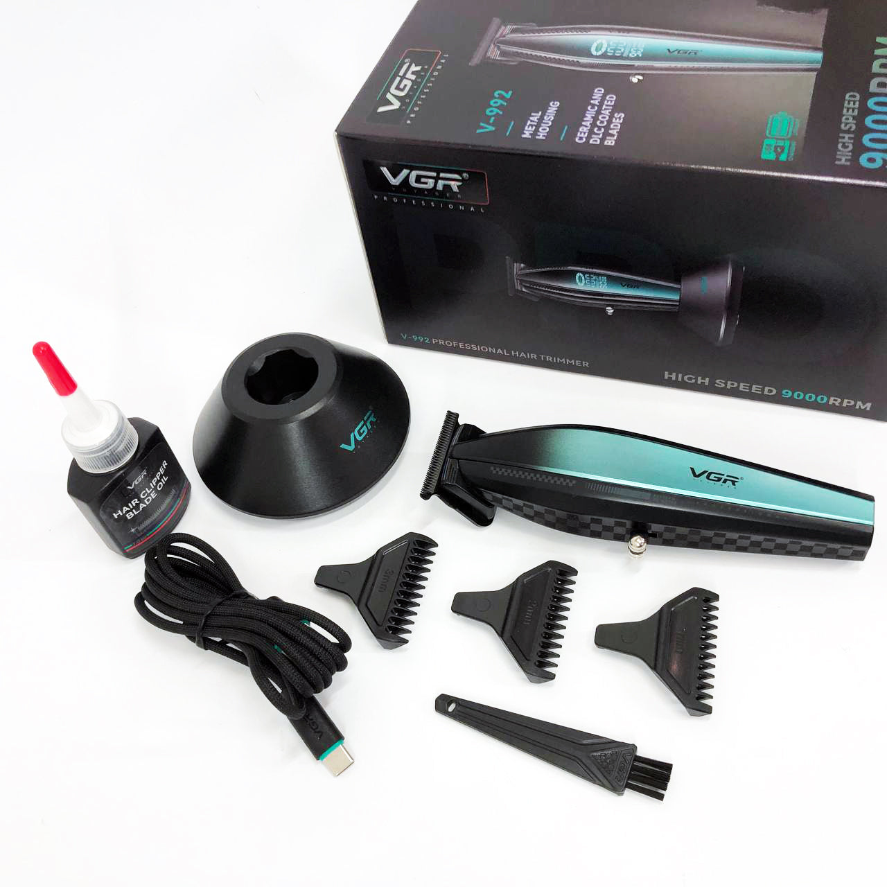 Машинка для стрижки волос с мощным мотором XPRO VGR V-992 с насадками 1-2-3 мм