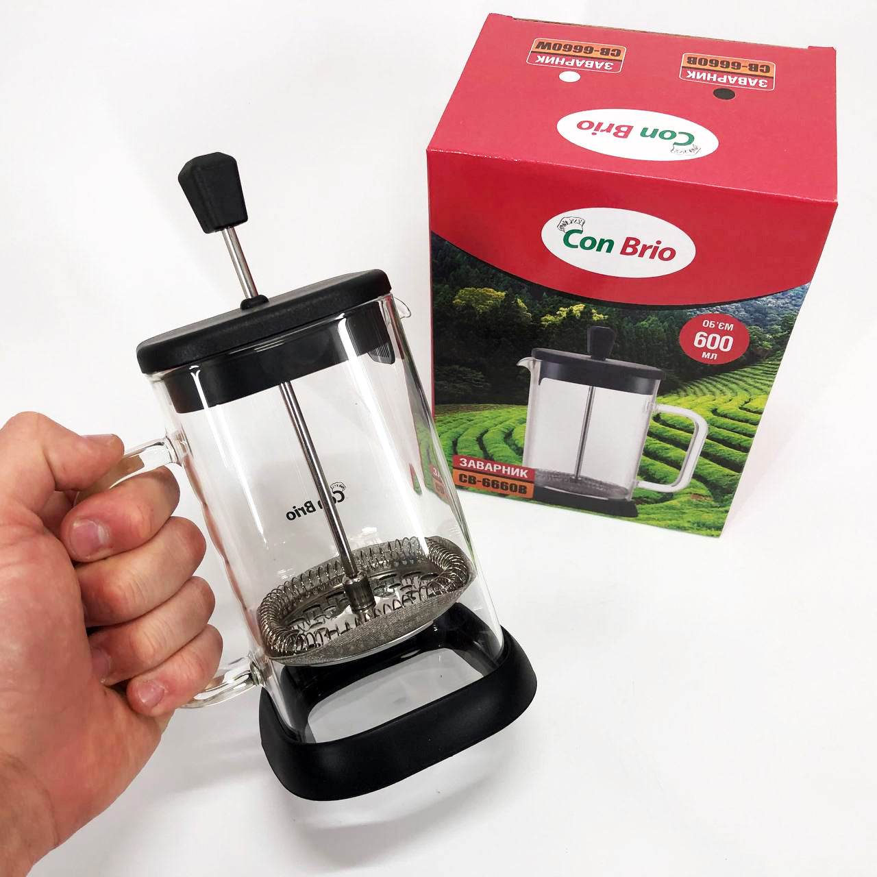 Френч-пресс Con Brio 600 мл CB-6660B, Френч-пресс для крепкого кофе, Многоразовый френч-пресс