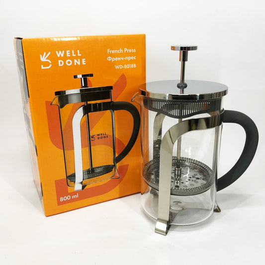 Френч-пресс Well Done WD-8018B с ручкой soft-touch 800 мл, Китайский заварник чайник для заваривания трав