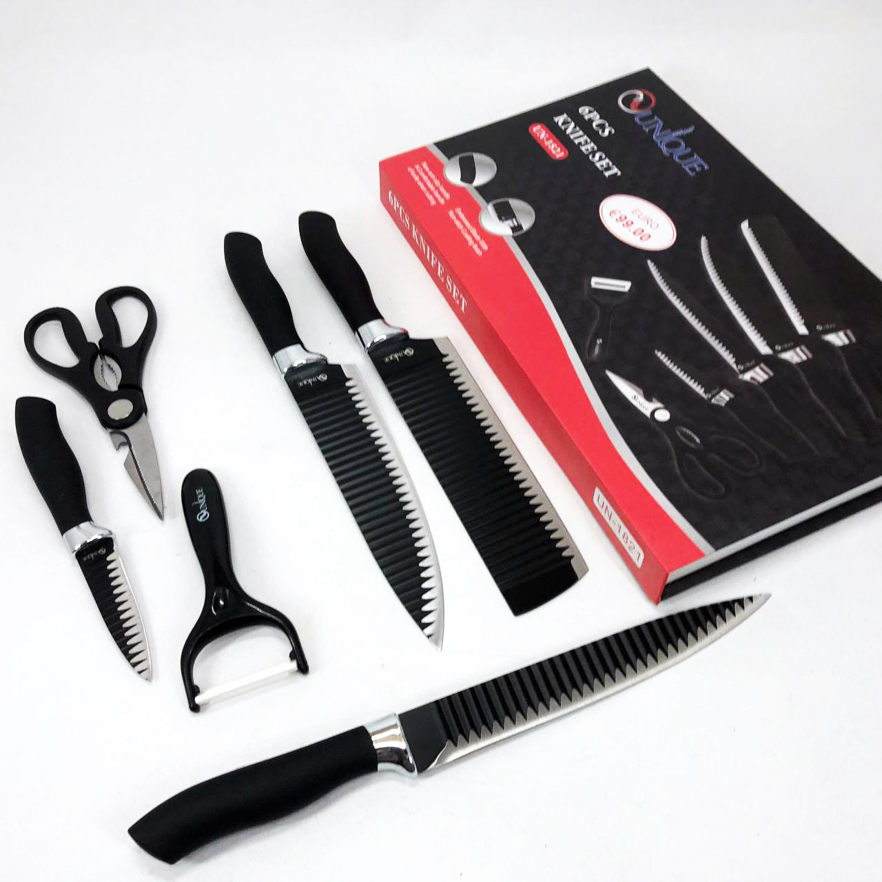 Набор ножей UNIQUE UN-1821 6 шт кухонные ножи ножницы и овощечистка