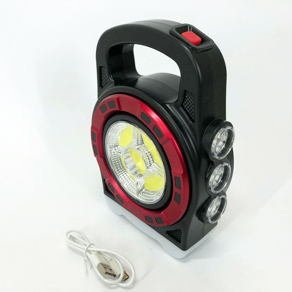 Переносной фонарь прожектор 6678С-3LED+5COB с солнечной панелью и функцией Power Bank, ручной прожектор