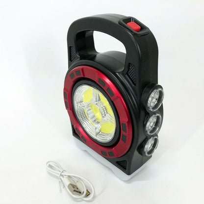 Переносной фонарь прожектор 6678С-3LED+5COB с солнечной панелью и функцией Power Bank, ручной прожектор