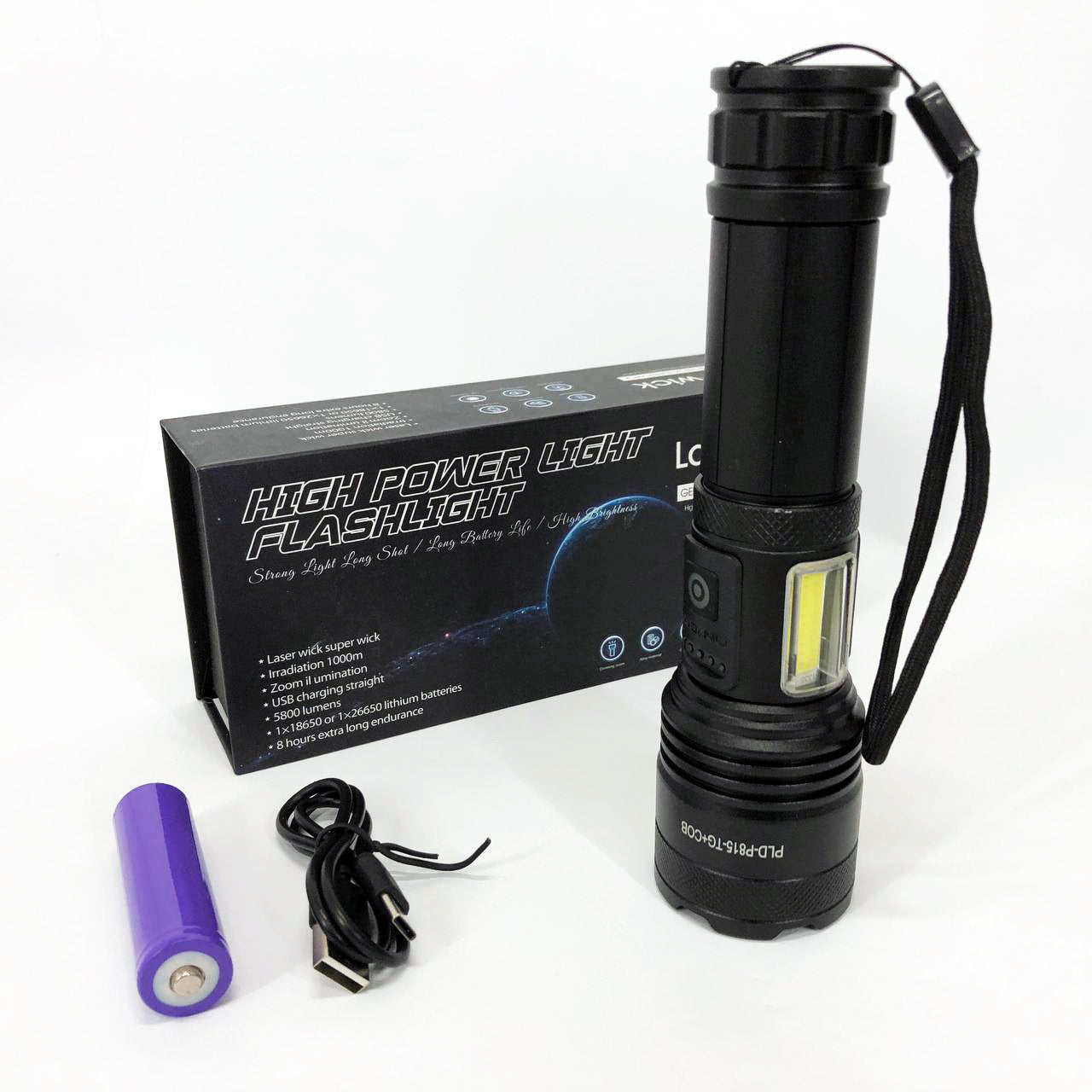 Фонарик PLD-P815 White Laser LED PM10-TG+COB, Фонарик тактический аккумуляторный ручной