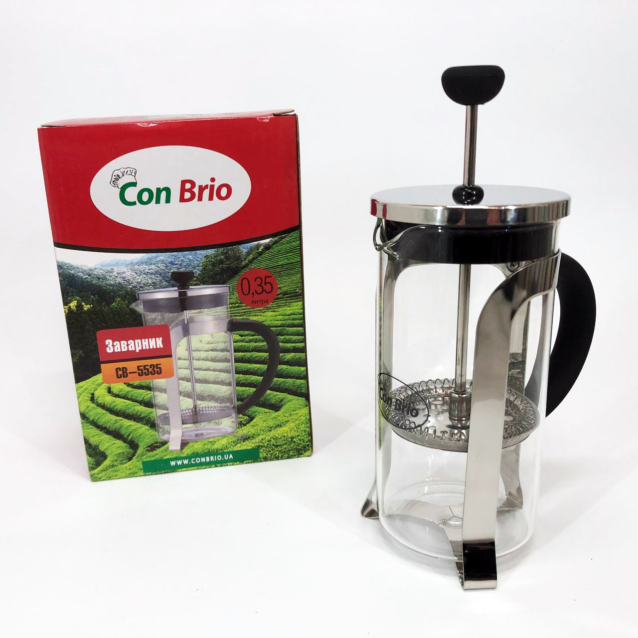 Заварник 350 мл стекло + нержавеющая сталь Con Brio CB-5535, Чайник для заваривания трав красивый