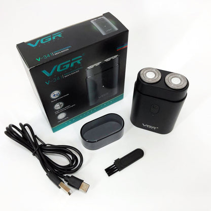 Мужская аккумуляторная мини электробритва VGR V-341 с двумя головками для бритья бороды и усов шейвер