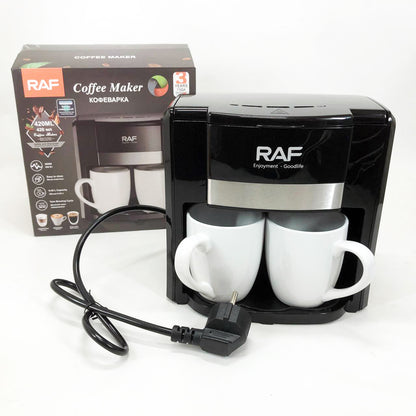 Кофеварка 2 чашки полуавтоматическая RAF R.115 650 Вт,  Капельная кофеварка электрическая для кухни