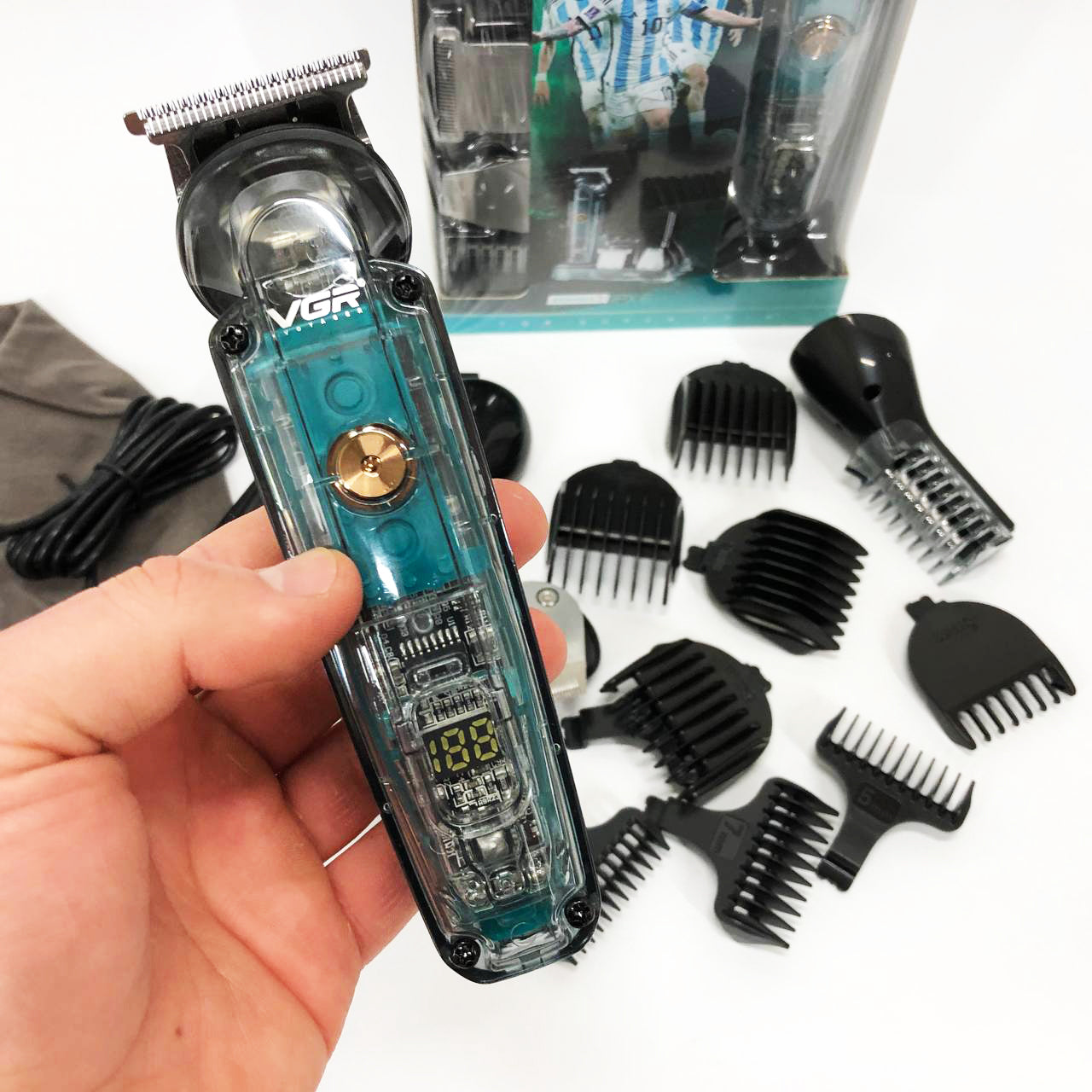 Машинка для стрижки волос, носа, бороды, бритва VGR V-102 5в1 беспроводной триммер с дисплеем