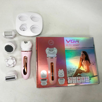Эпилятор VGR 5 в 1 V-751, 5 насадок. Цвет: розовый