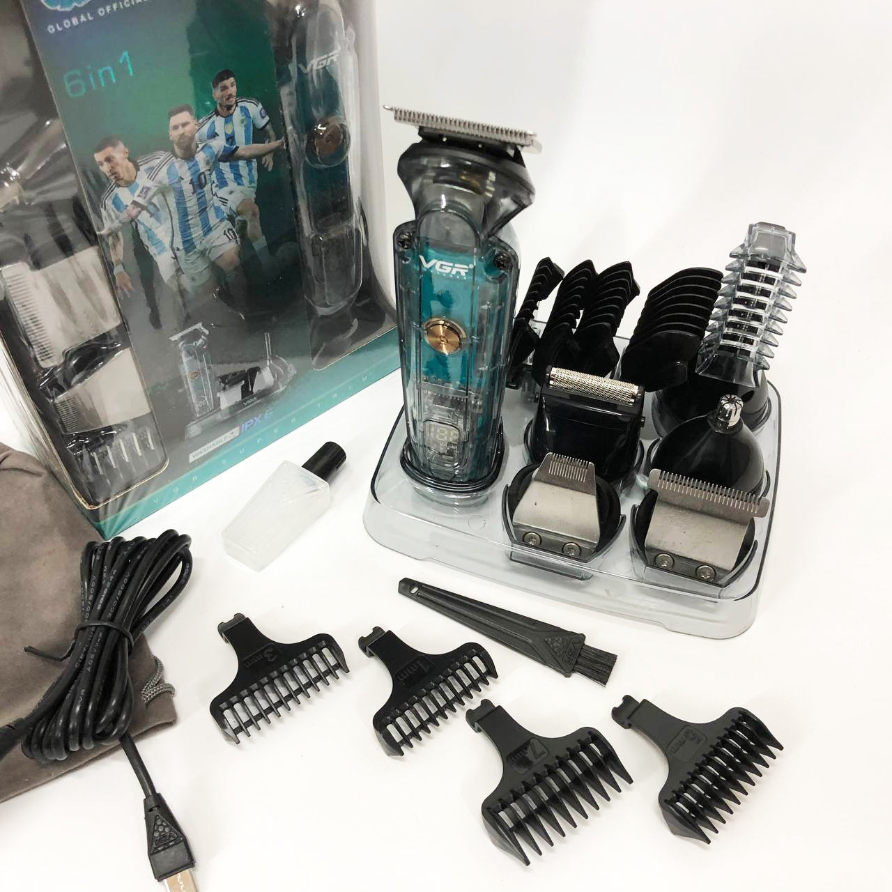 Машинка для стрижки волос, носа, бороды, бритва VGR V-102 5в1 беспроводной триммер с дисплеем