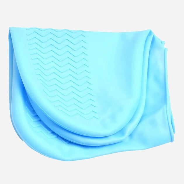 Многоразовые бахилы-чехлы L (41-45 размер) для обуви силиконовые от воды и грязи. Цвет: голубой