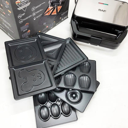 Мультимейкер RAF R.552 – 7 в 1: вафельница, гриль, сэндвичница, пончики, орешки, кексы, печенье, 800 Вт