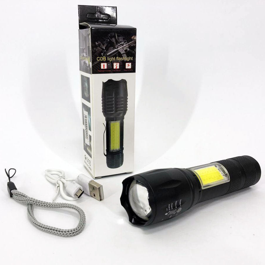 Фонарик аккумуляторный ручной Bailong BL-29 диод T6 + COB зарядка от USB, фонарик led, водонепроницаемый