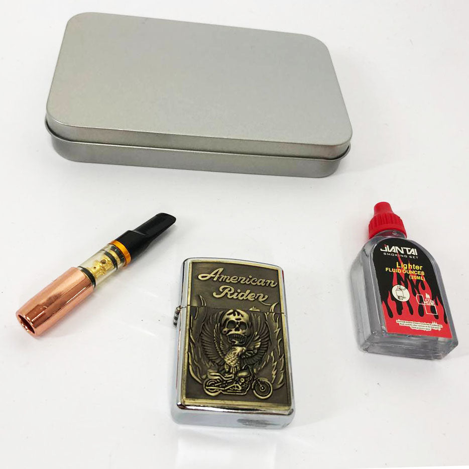 Зажигалка бензиновая в подарочной коробке N2, подарочные зажигалки, зажигалка для курения в подарок