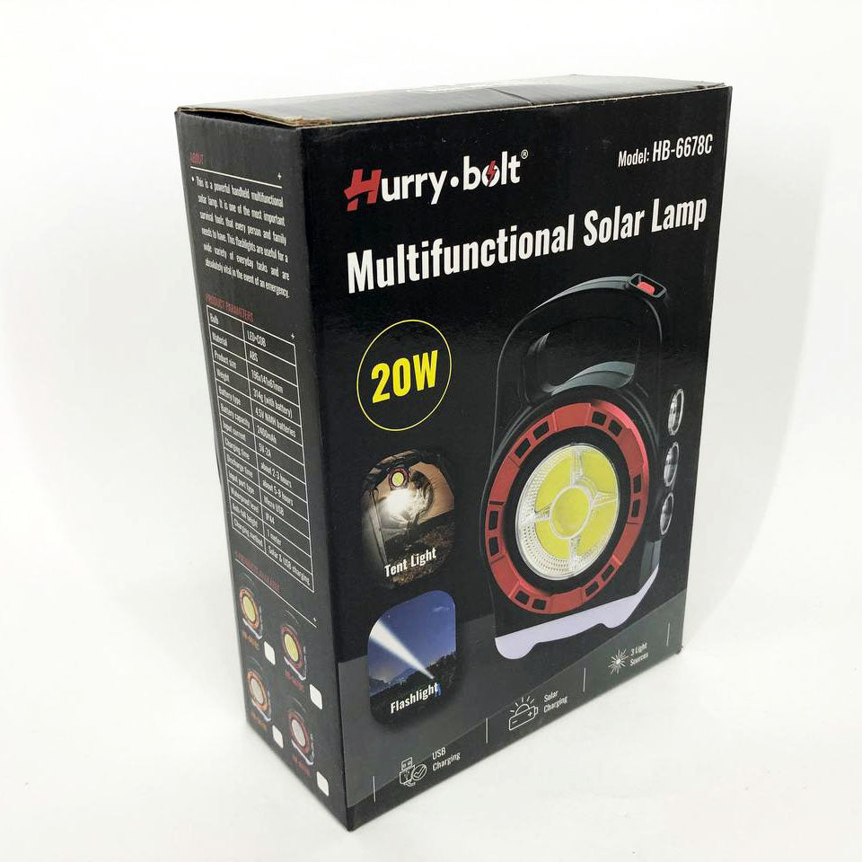 Переносной фонарь прожектор 6678С-3LED+5COB с солнечной панелью и функцией Power Bank, ручной прожектор