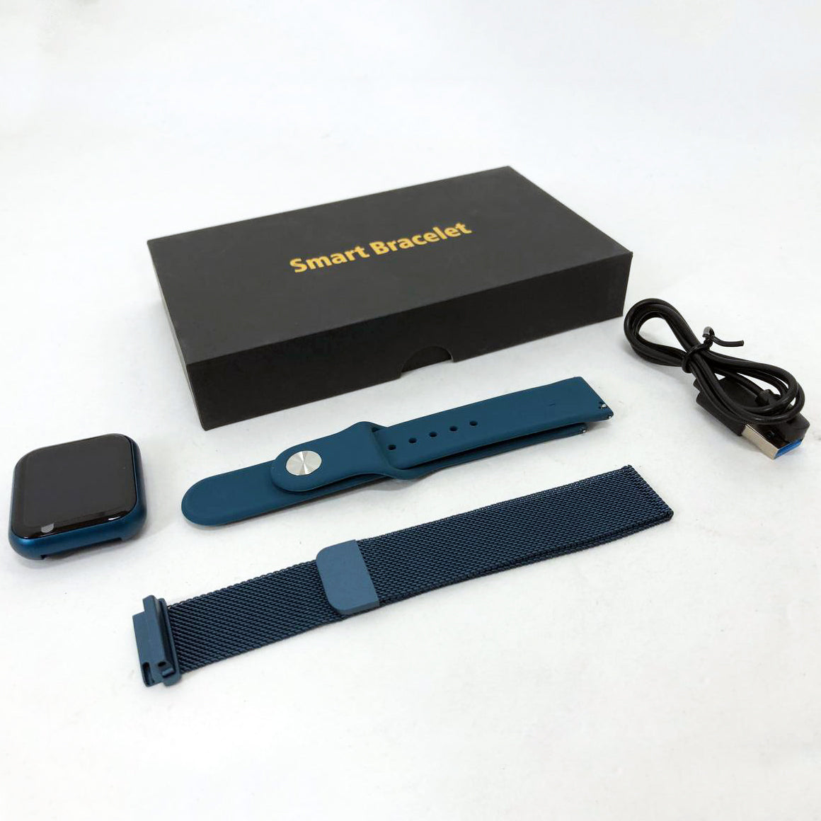 Smart Watch T80S, два браслета, температура тела, давление, оксиметр. Цвет: синий