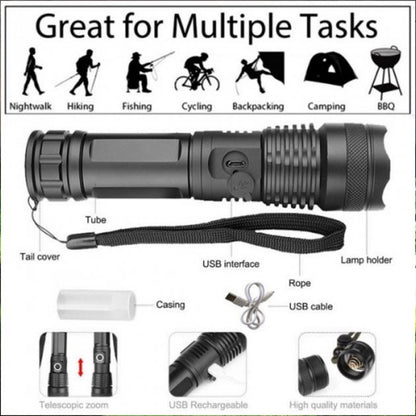 Фонарь ручной Police X71A-HP50, ЗУ micro USB, 1x18650/3xAAA, zoom, индикация заряда, качественный фонарик