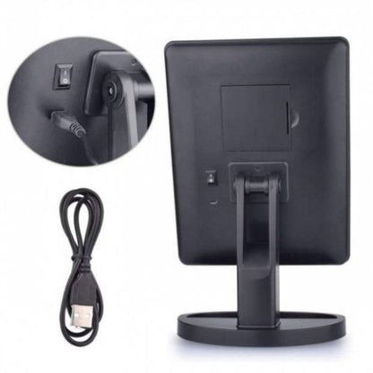 Зеркало для макияжа с 16 LED подсветкой Mirror White, Зеркало со светом для макияжа. Цвет: черный