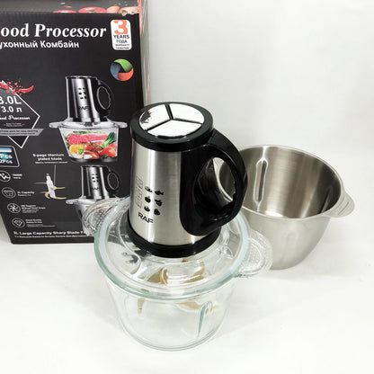 Блендер-измельчитель RAF R.7028 2 в 1, 300 Вт, 2 чаши, Бытовой мощный измельчитель продуктов
