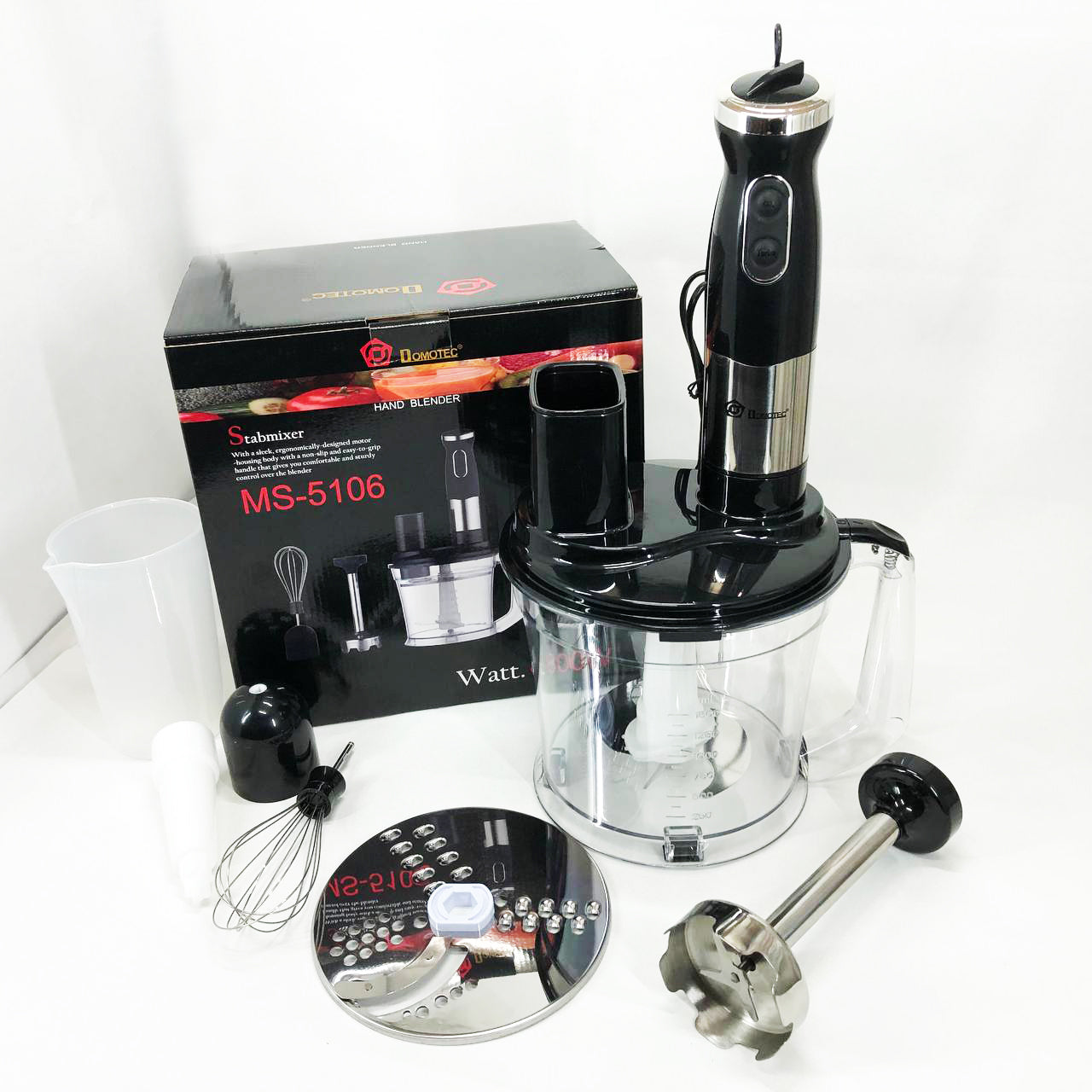 Блендер погружной многофункциональный 5-в-1 Domotec MS-5106 800 W, Портативный блендер измельчитель